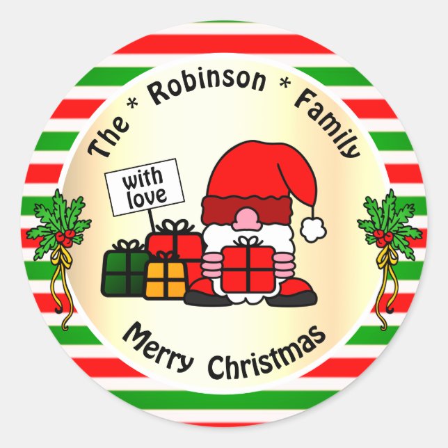 Adesivo Redondo Feliz Natal Tradicional Colorido do Papai Noel (Frente)