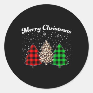 Adesivo Redondo Feliz Natal Tree Buffalo Xadrez Xmas Family Mat