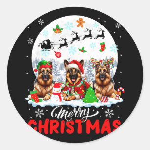Adesivo Redondo Feliz Natal Três Papais noeis Elf Reindeer Alemão