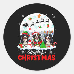 Adesivo Redondo Feliz Natal Três Papais noeis Elf Reindeer Bernese