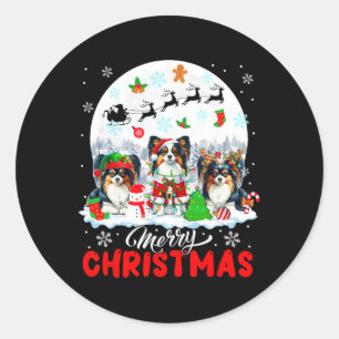 Adesivo Redondo Feliz Natal Três Papais noeis Elf Reindeer Papillo