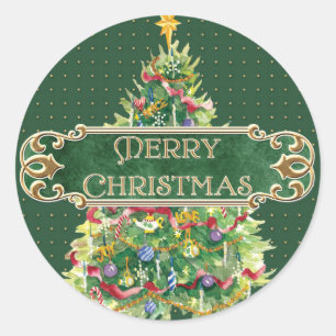 Adesivo Redondo Feliz Natal - Trilha Dourada das Estrelas de Árvor