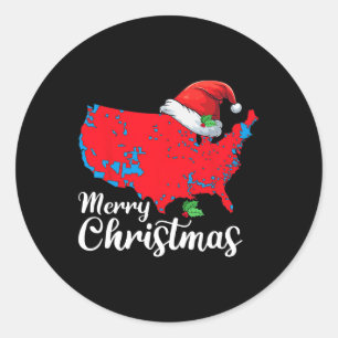 Adesivo Redondo Feliz Natal Trump Patriótico Mapa dos Estados Unid