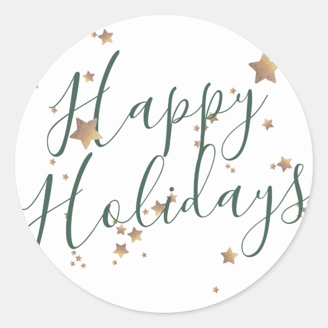 Adesivo Redondo Feliz Natal Verde da Estrela Moderna (Frente)