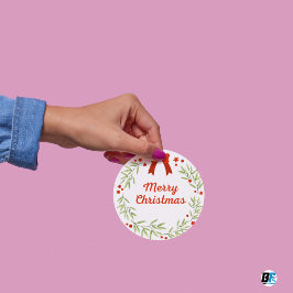 Adesivo Redondo Feliz Natal Verde e Festivo Vermelho