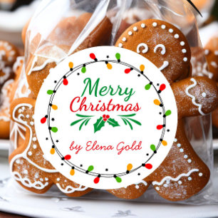 Adesivo Redondo Feliz Natal Verde e Vermelho