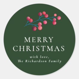 Adesivo Redondo Feliz Natal Verde Personalizado Família
