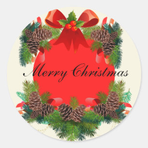 Adesivo Redondo Feliz Natal vermelho