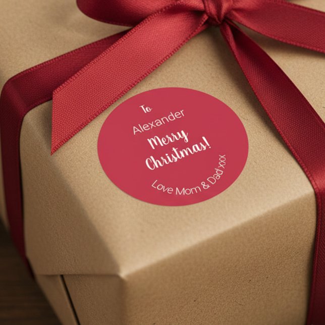 Adesivo Redondo Feliz Natal Vermelho da Mãe e Pai (Criador carregado)