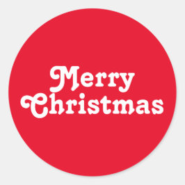 Adesivo Redondo Feliz Natal vermelho e branco moderno