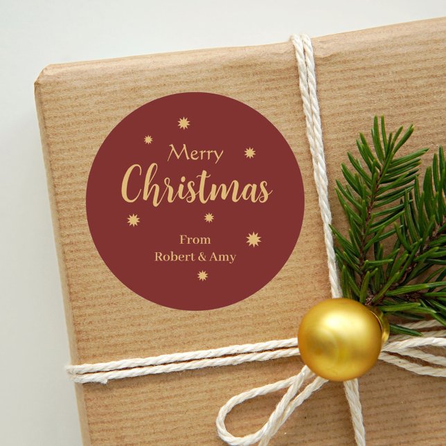 Adesivo Redondo Feliz Natal Vermelho e Dourado (Criador carregado)