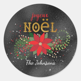 Adesivo Redondo Feliz Natal - Vidro Negro Francês