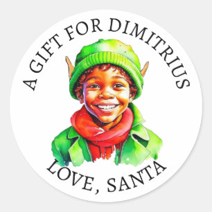 Adesivo Redondo Feliz Natal   Vintage Little Elf To and From