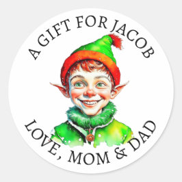 Adesivo Redondo Feliz Natal | Vintage Little Elf To and From