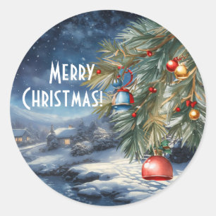 Adesivo Redondo Feliz Natal Vinyl Sticker
