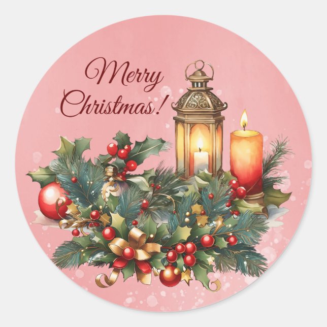 Adesivo Redondo Feliz Natal Vinyl Sticker (Frente)