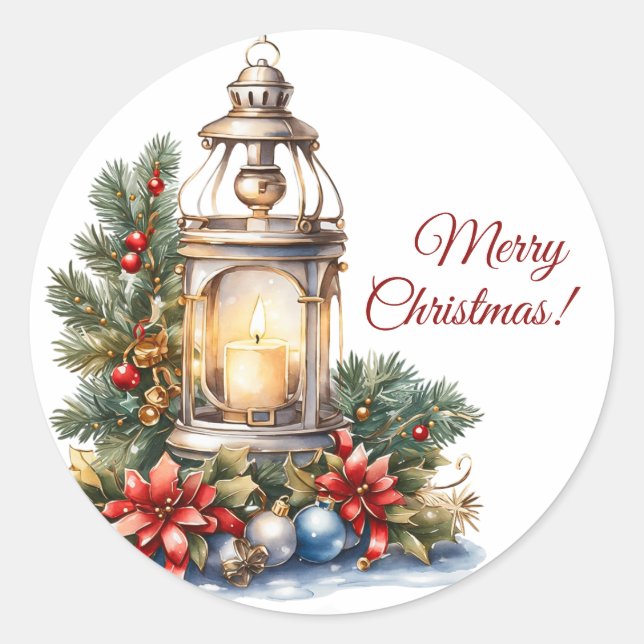 Adesivo Redondo Feliz Natal Vinyl Sticker (Frente)