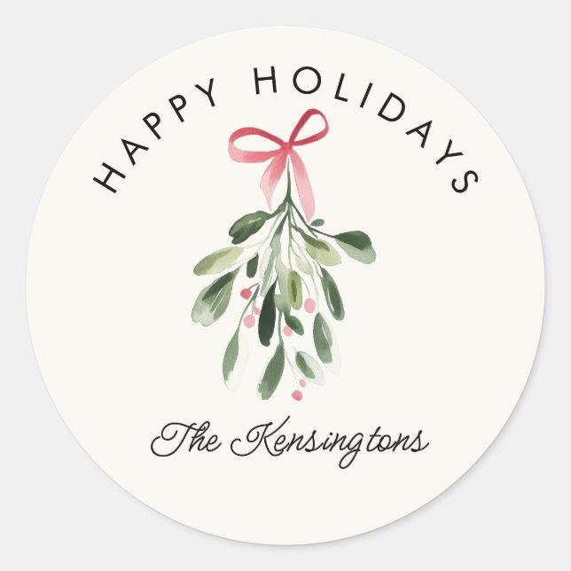 Adesivo Redondo Feliz Natal Visgo Nome da Família Personalizado (Frente)