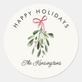 Adesivo Redondo Feliz Natal Visgo Nome da Família Personalizado