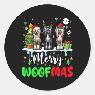 Adesivo Redondo Feliz Natal Woof Três Papais noeis Elf Crest Chinê