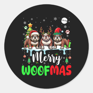 Adesivo Redondo Feliz Natal Woof Três Papais noeis Reindeer Elf Bu