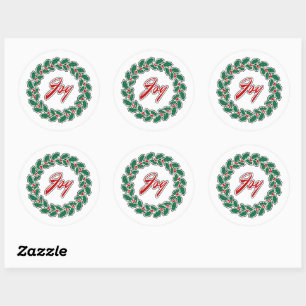 Adesivo Redondo Feliz Natal Wreath Design: Alegria