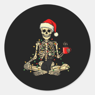 Adesivo Redondo Feliz Natal Xmas Caveira Esqueleto Divertido Combi