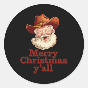 Adesivo Redondo Feliz Natal Y Todos os Papais noeis de vaqueiro do