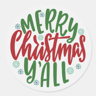 Adesivo Redondo Feliz Natal Y'all Envelope Vinheta de Selo