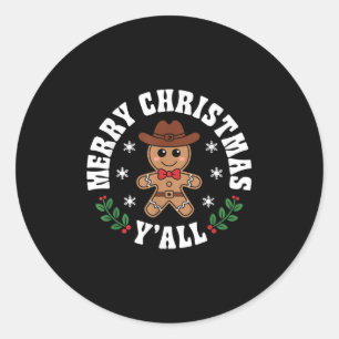 Adesivo Redondo Feliz Natal Yall Gingercake Cowboy Howdy West