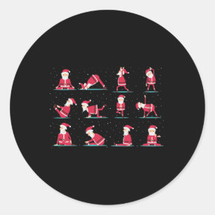 Adesivo Redondo Feliz Natal Yoga Prática de Santa Yoga Xmas Medi