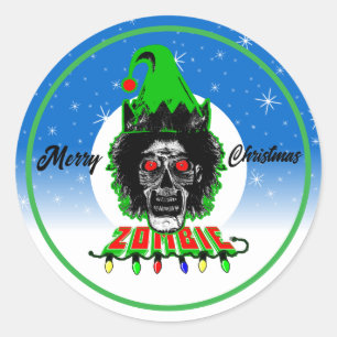 Adesivo Redondo Feliz Natal Zumbi