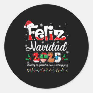 Adesivo Redondo Feliz Navidad 2025 Matching Family Christm