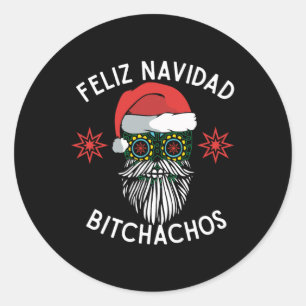 Adesivo Redondo Feliz Navidad Achos Engraçado Espanhol Feliz Natal