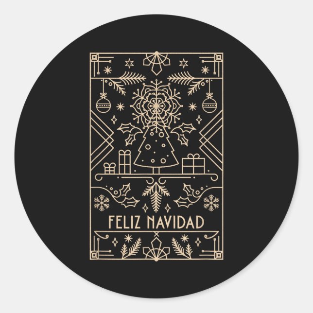 Adesivo Redondo Feliz Navidad, Christmas  (Frente)