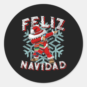 Adesivo Redondo Feliz Navidad Dabbing Christmas Sombrero