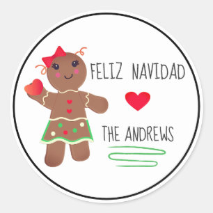 Adesivo Redondo "Feliz Navidad" Espanhol Vinheta Feliz de Natal