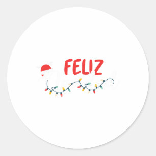 Adesivo Redondo Feliz Navidad Feliz Natal Felry Luzes de Natal