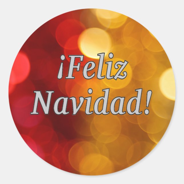 Adesivo Redondo Feliz Navidad! Feliz Natal no wf espanhol (Frente)