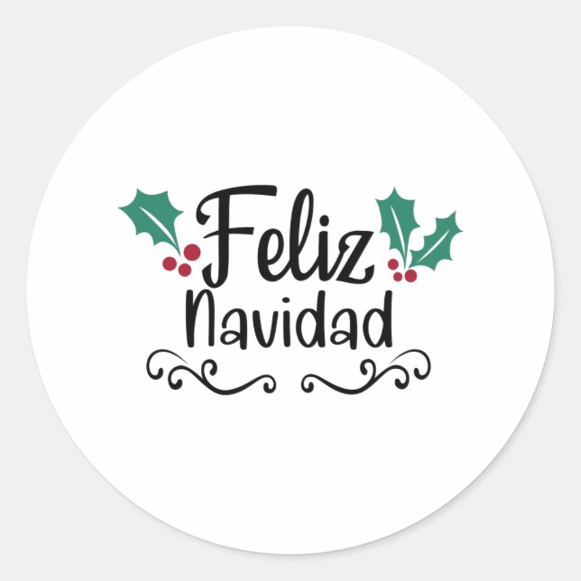 Adesivo Redondo Feliz Navidad Felry Natal (Frente)