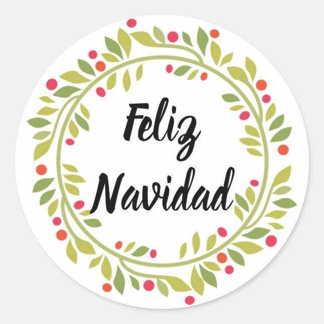 Adesivo Redondo Feliz Navidad Foliday Natal (Frente)