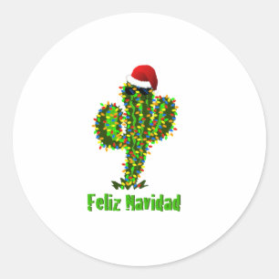 Adesivo Redondo Feliz Navidad - Luzes Saguaro de Natal Arizona