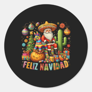 Adesivo Redondo Feliz Navidad Mexicana Engraçados Papais noeis De 