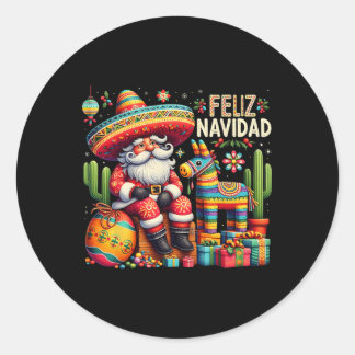 Adesivo Redondo Feliz Navidad Mexicana Engraçados Papais noeis De 