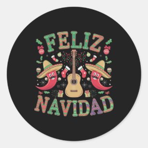 Adesivo Redondo Feliz Navidad Mexicana Fiesta Pepper Christmas Ugl
