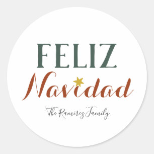 Adesivo Redondo Feliz Navidad minimalista de Natal