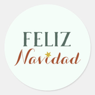 Adesivo Redondo Feliz Navidad minimalista de Natal