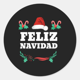 Adesivo Redondo Feliz Navidad Natal Mexicano Espanhol Xmas