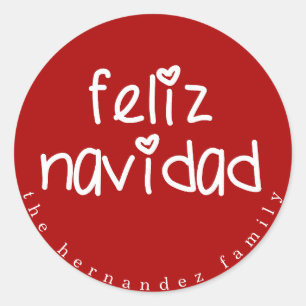 Adesivo Redondo Feliz Navidad - Natal Vermelho Personalizado