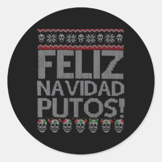 Adesivo Redondo Feliz Navidad Putos Chingon Ugly